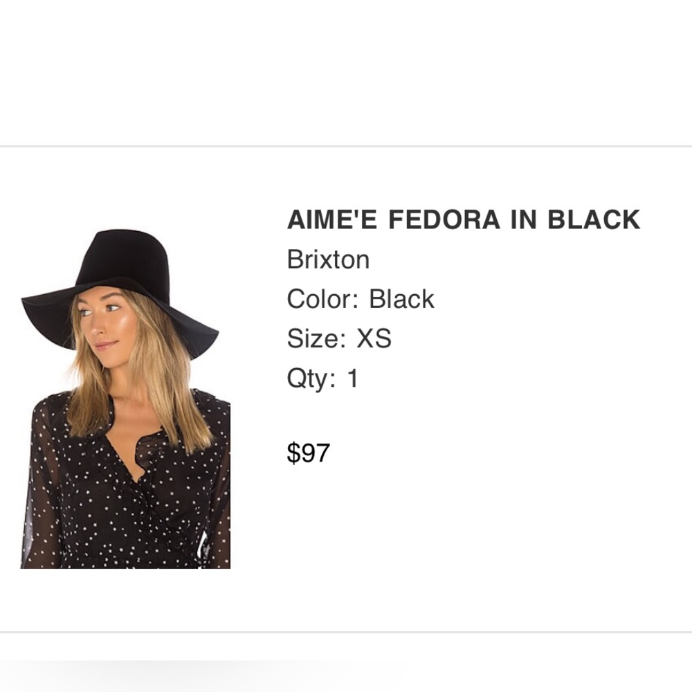 Women’s Brixton 6 3/4(54cm) size XS 100% wool black hat